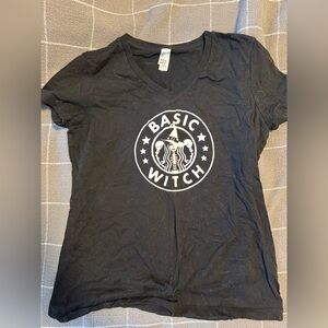 District Black Basic Witch V-Neck Tee